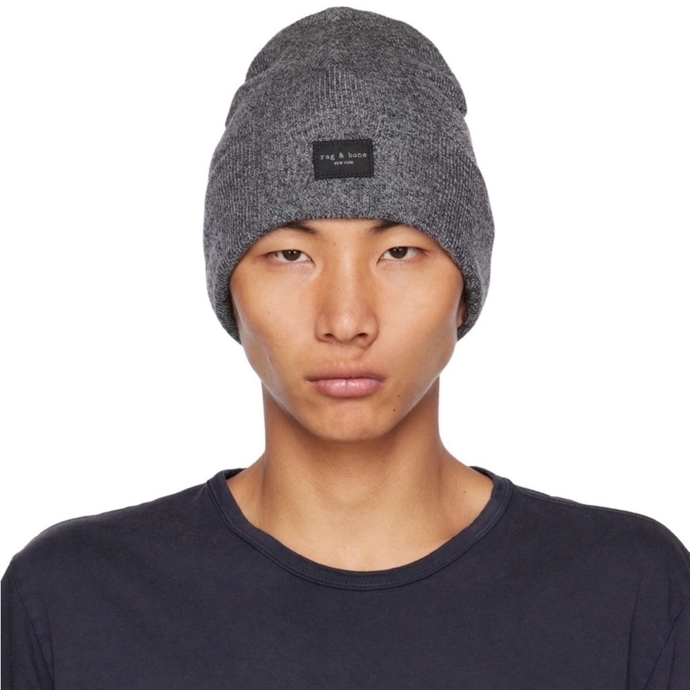 Rag & Bone grey wool blend men’s Addison beanie hat